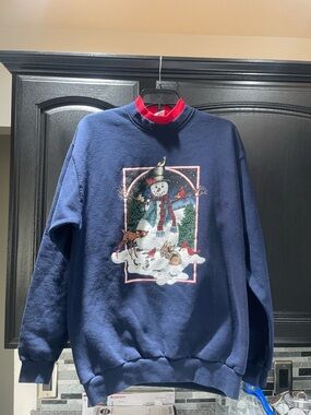 Artisans Christmas Snowman Vintage Sweatshirt Sweater Made In USA Women's Large